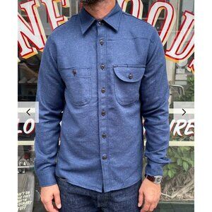 rogue territory Mens work shirt Indigo Blue rainbow nep  Medium Long Sleeve